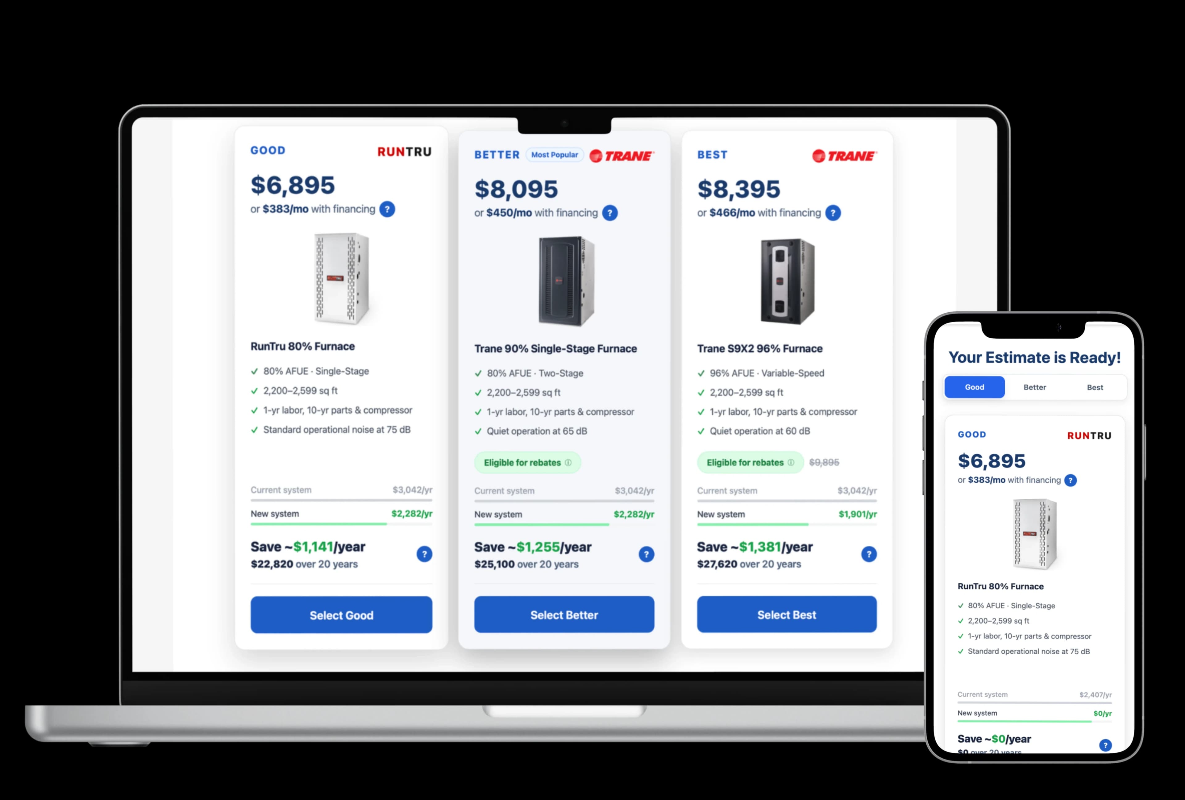 Side-by-side pricing for new heat pump, furnace, and AC systems from Durfee Plumbing & Heating.