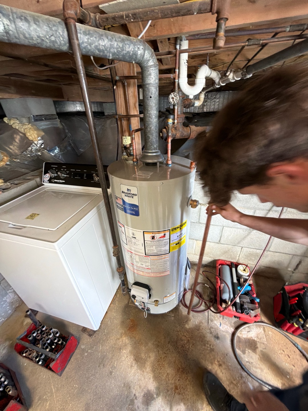 Real Durfee water-heater project in a Dennis Massachusetts basement
