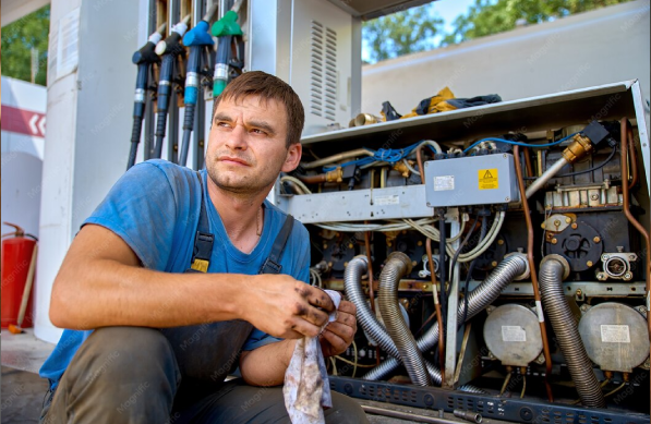 Technician inspecting plumbing equipment, emphasizing winterization services for Brewster, Massachusetts, to prevent freezing and damage.